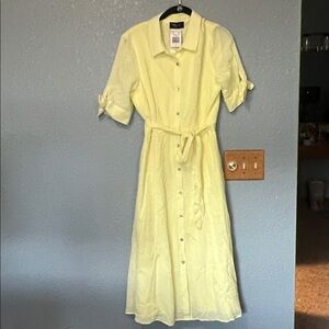 RN Studio Ronnie Nicole Bright Yellow Shirt Dress 8 NWT